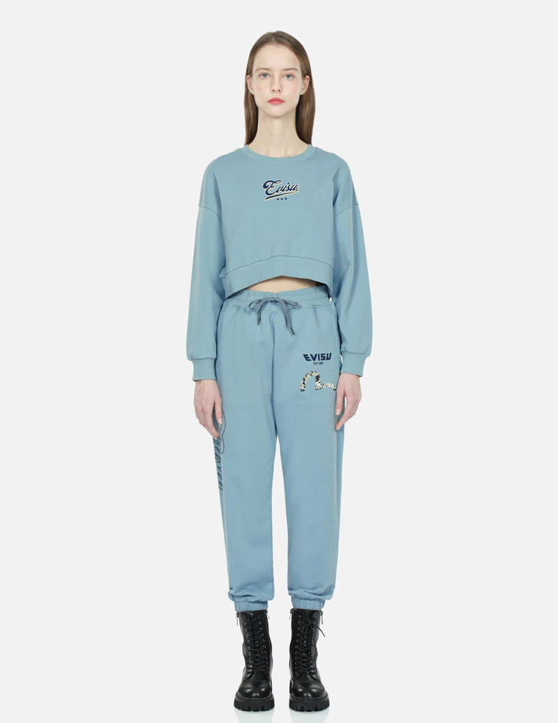 EVISU LOGO AND GODHEAD-PATTERN SEAGULL EMBROIDERY CROPPED SWEATSHIRT outlook