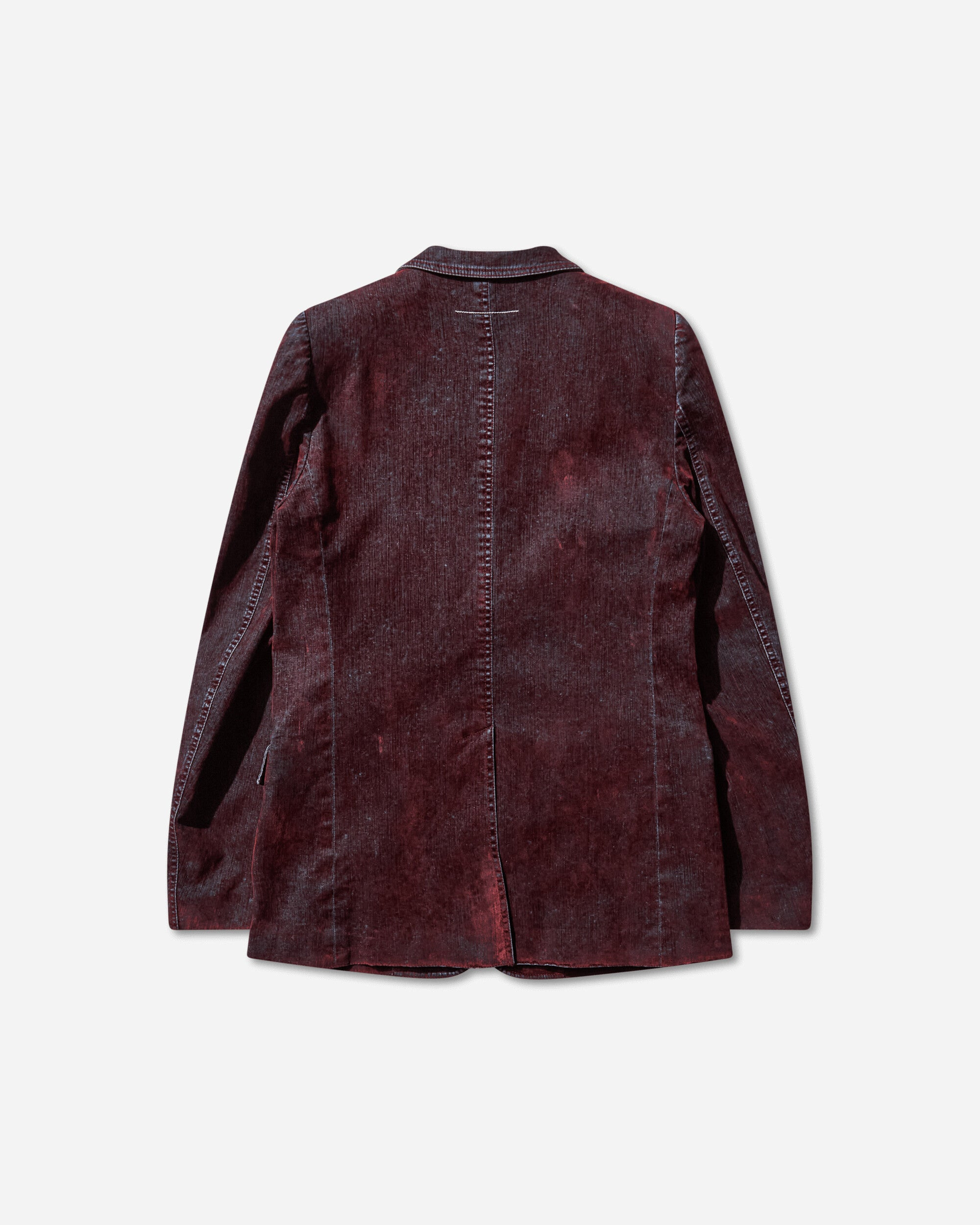 Men's Flocked Denim Suit Jacket Bordeaux - 2