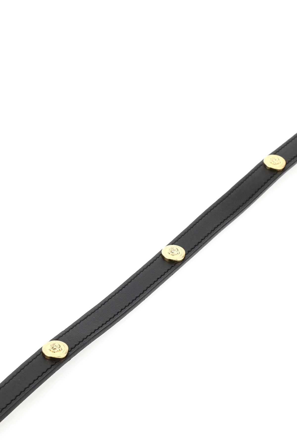 Versace Men Black Leather Medusa Leash - 2