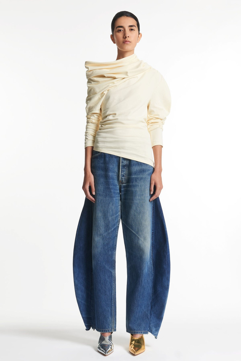 JERSEY COWL NECK TOP IVORY 1