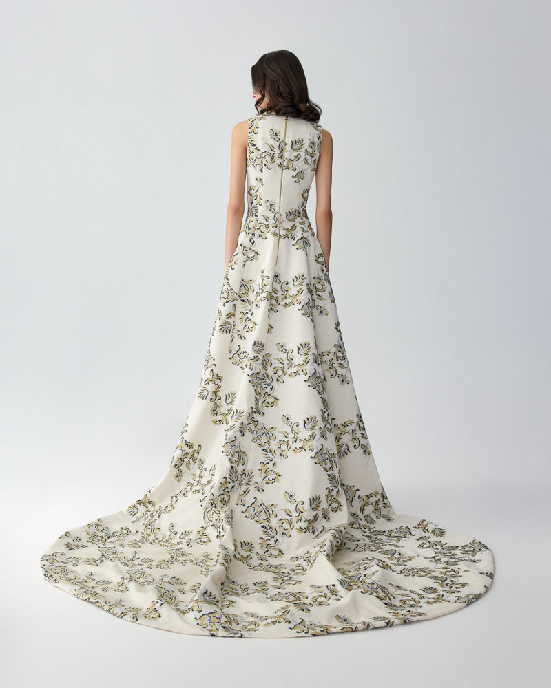 Lurex Trellis Jacquard Ball Gown 3