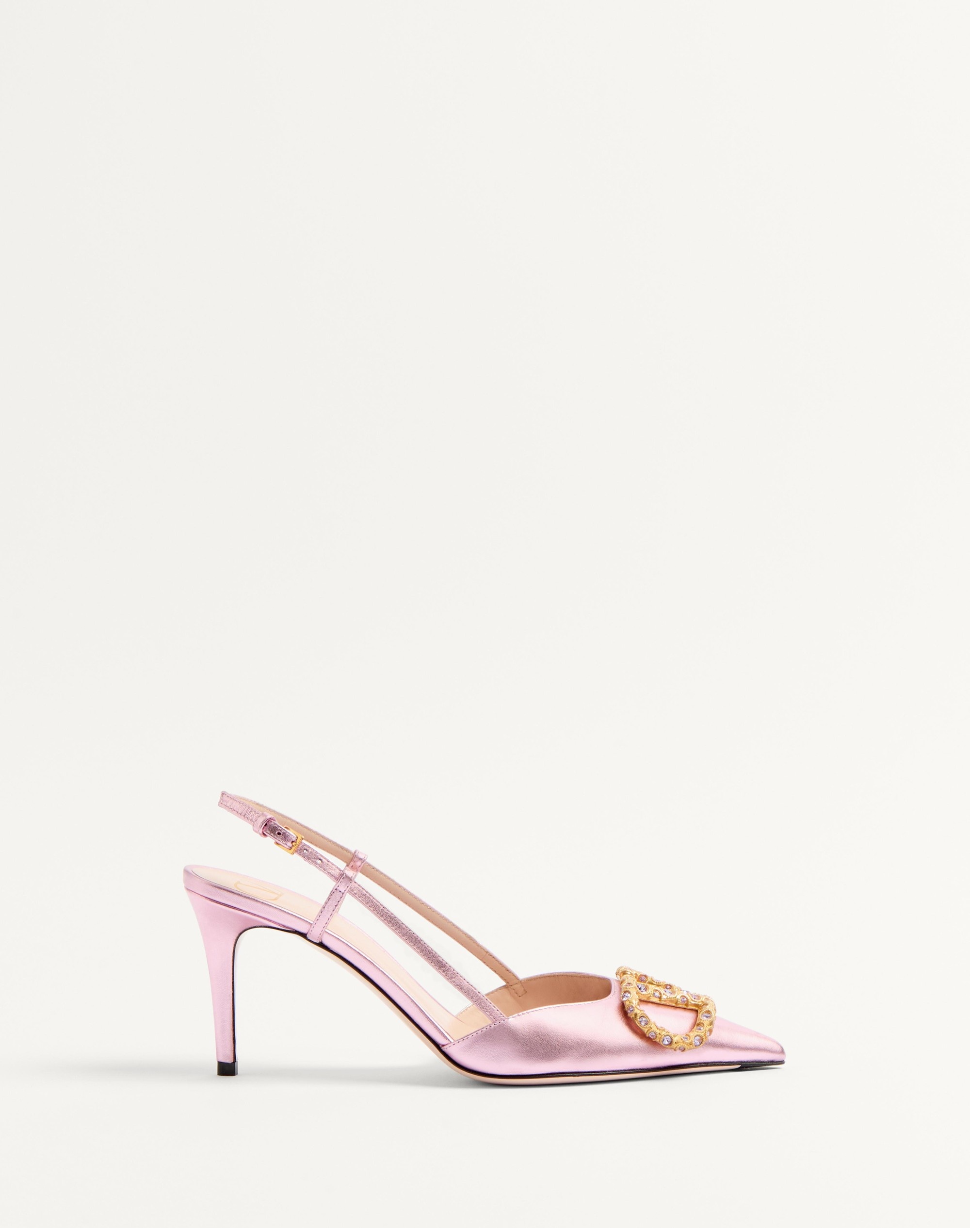 VLOGO SIGNATURE SLINGBACK PUMP IN LAMINATED NAPPA LEATHER 80MM - 1