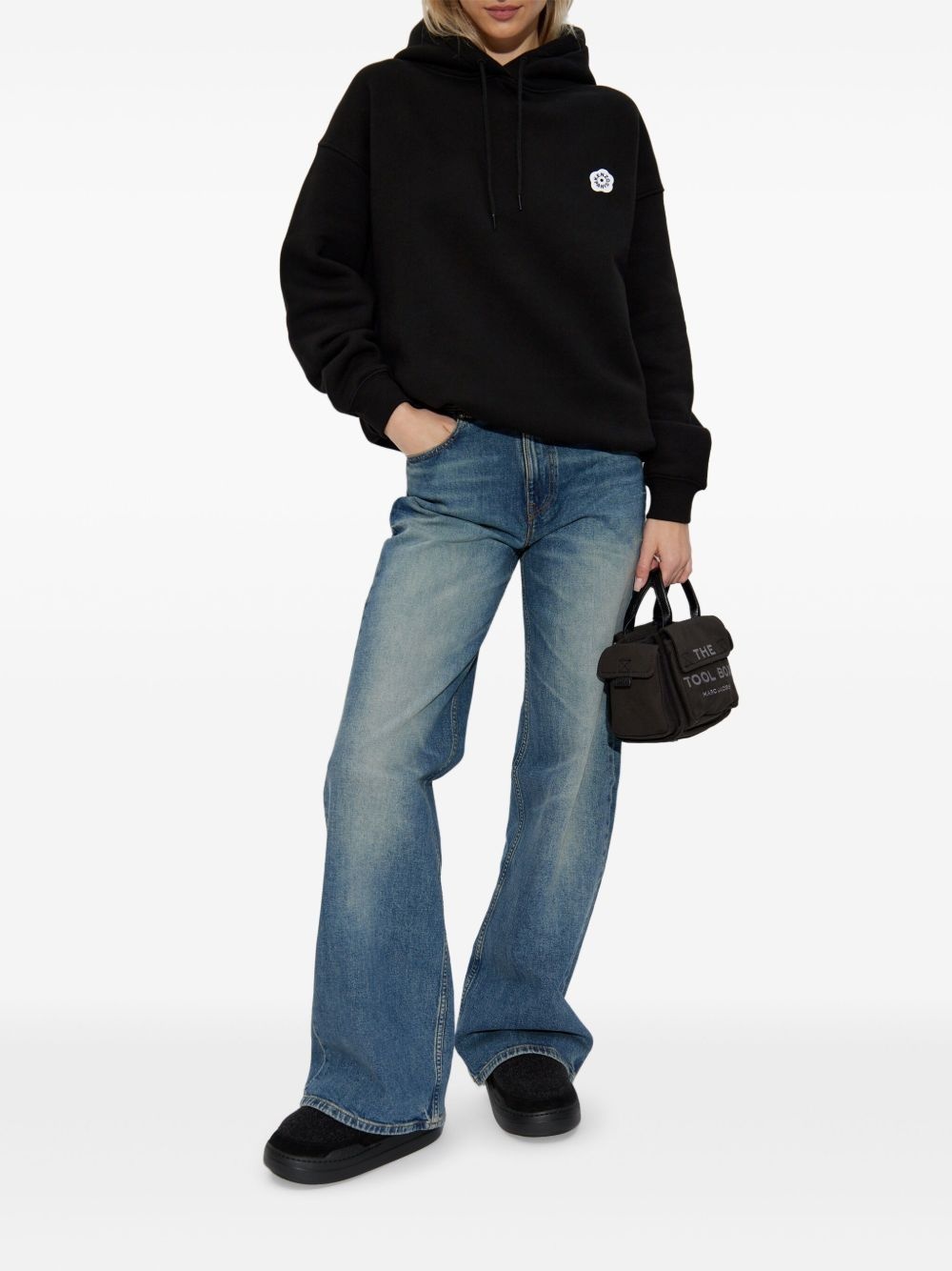 logo-embroidery cotton hoodie - 2