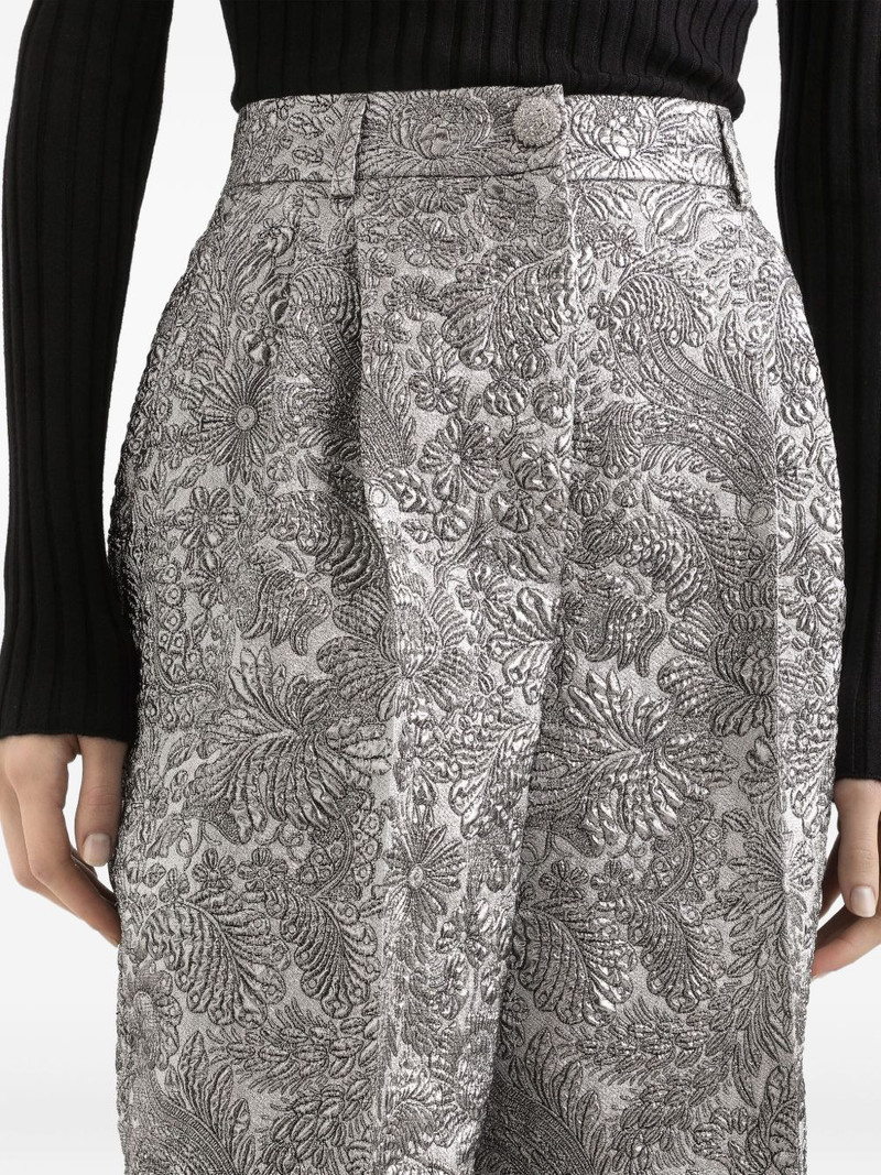 floral-jacquard lamé trousers 5
