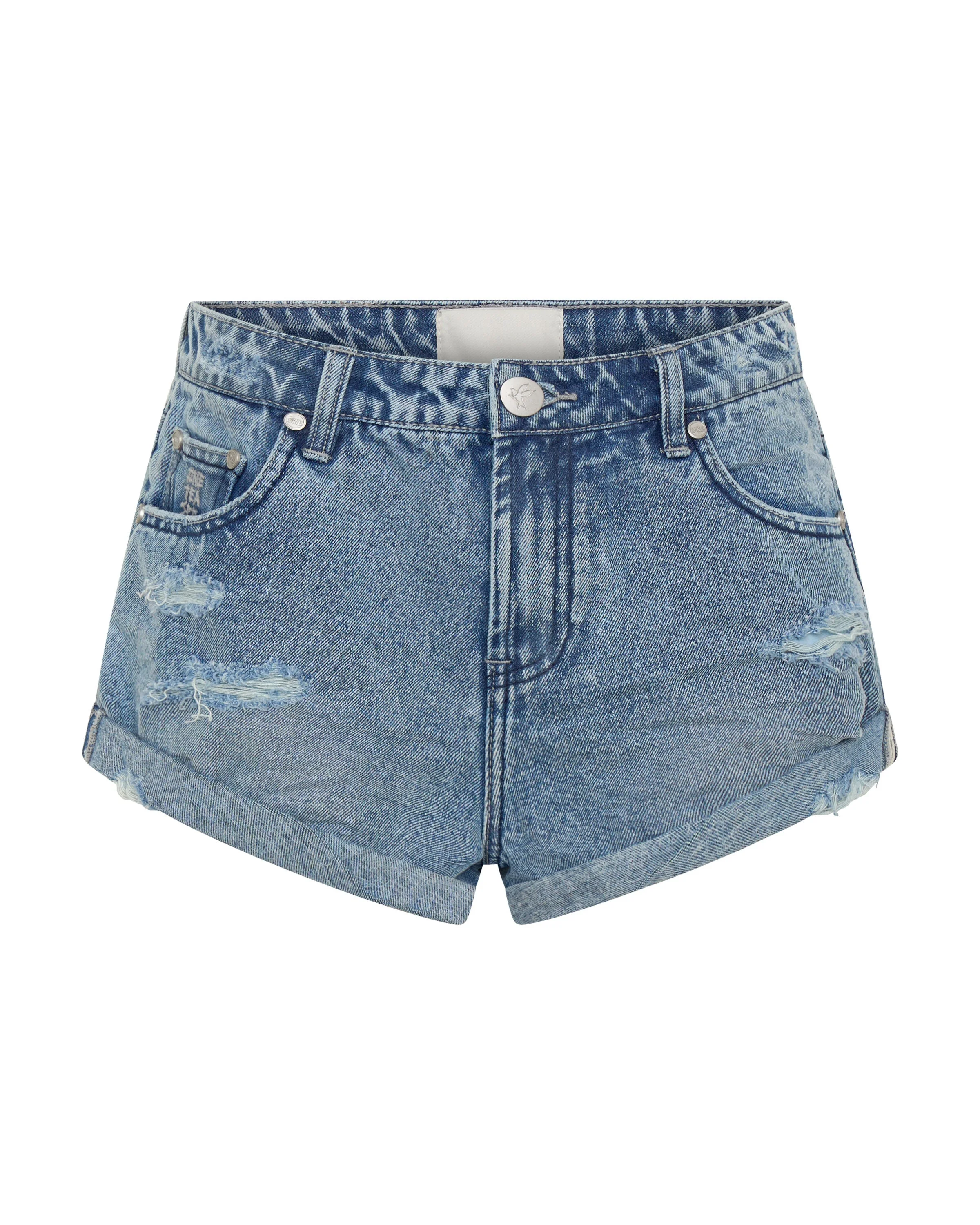 Long Bandits Low Waist Denim Shorts - Salty Dog Blue - 1