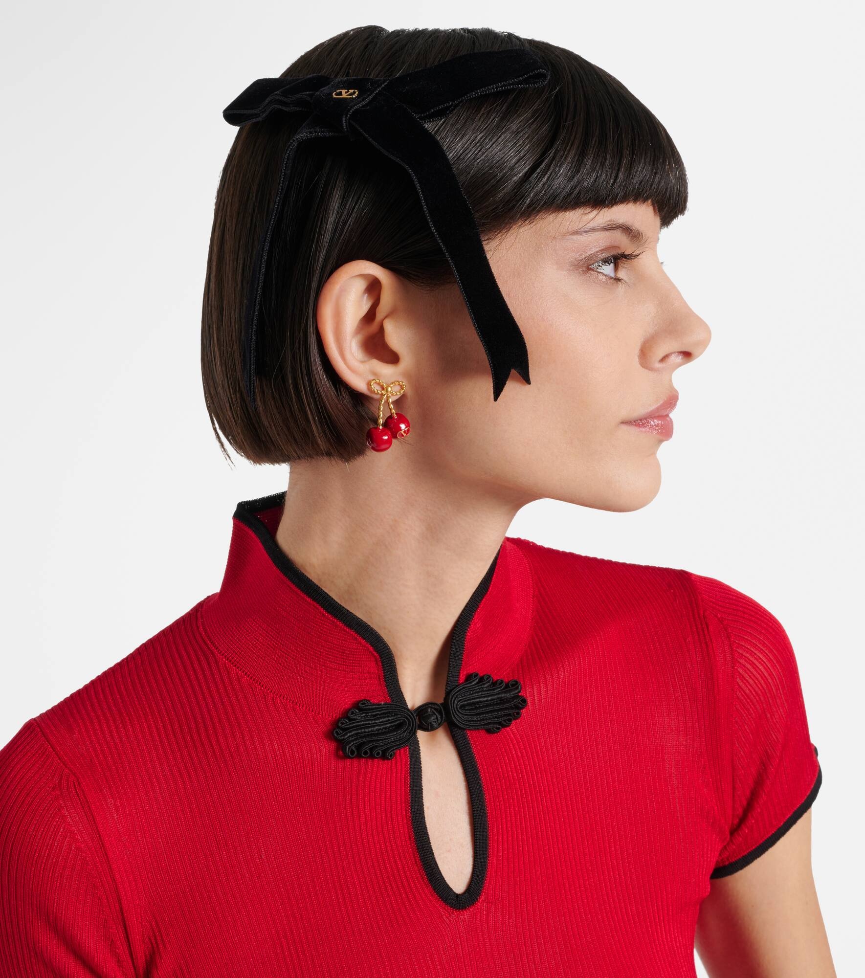 VLogo velvet hair clip - 5