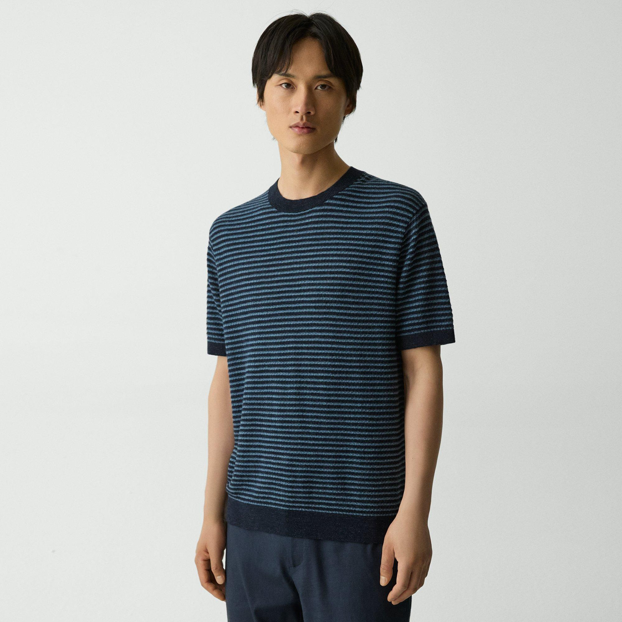 Striped Tee in Pacific Linen - 3