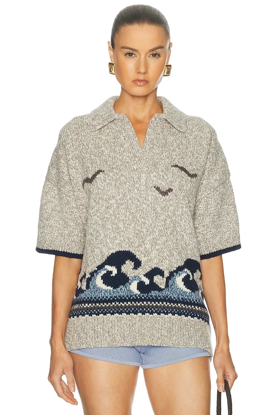 Short Sleeve Polo Sweater - 1