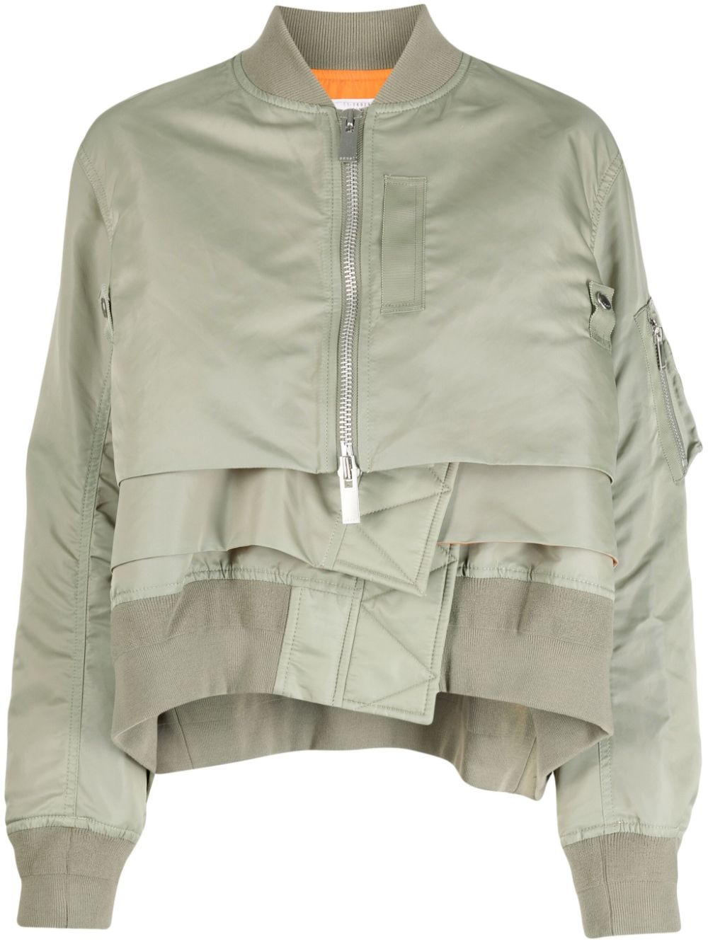 sacai Ruffle Layer Cropped Nylon Bomber Jacket