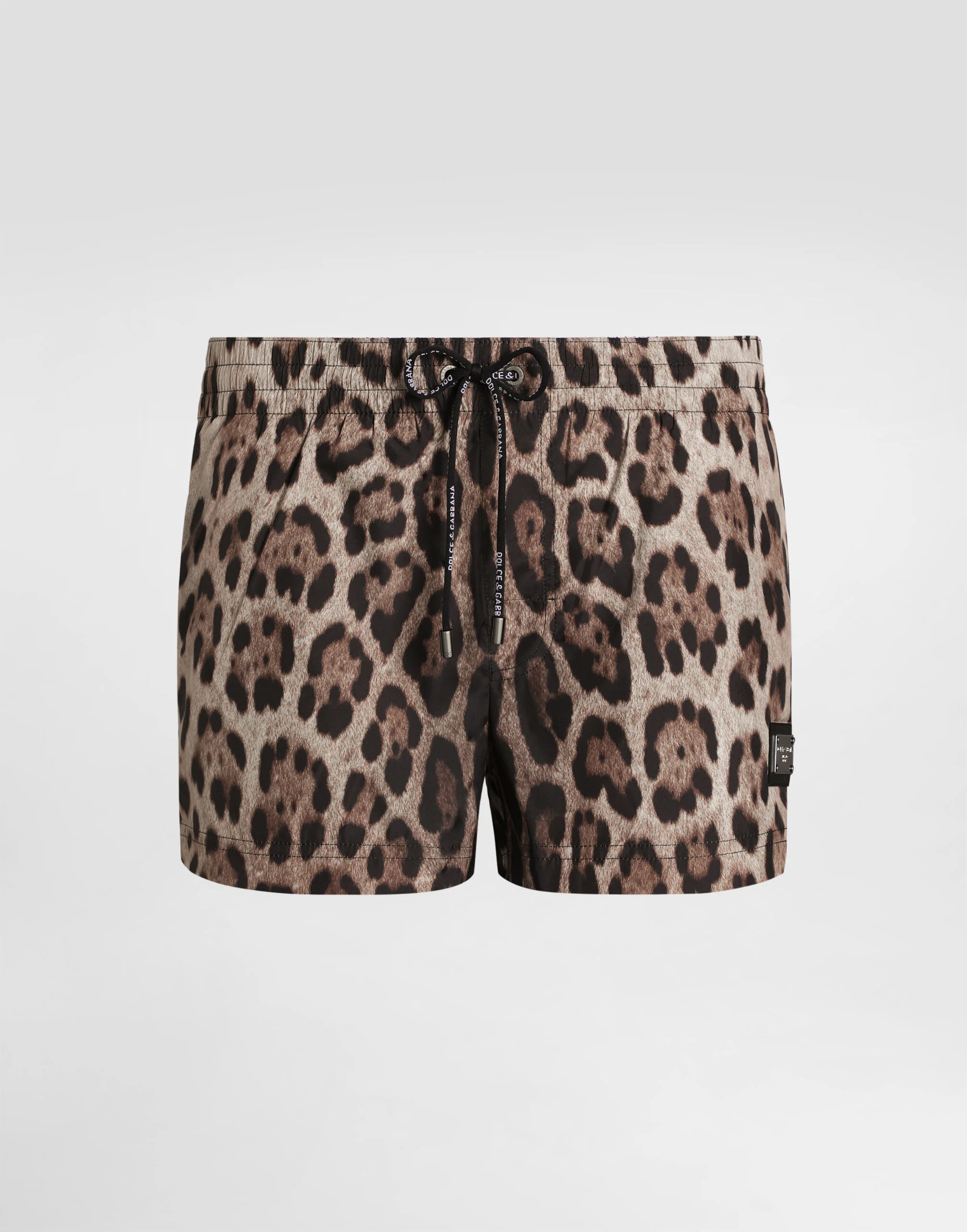 Short swim trunks with leopard print - 1