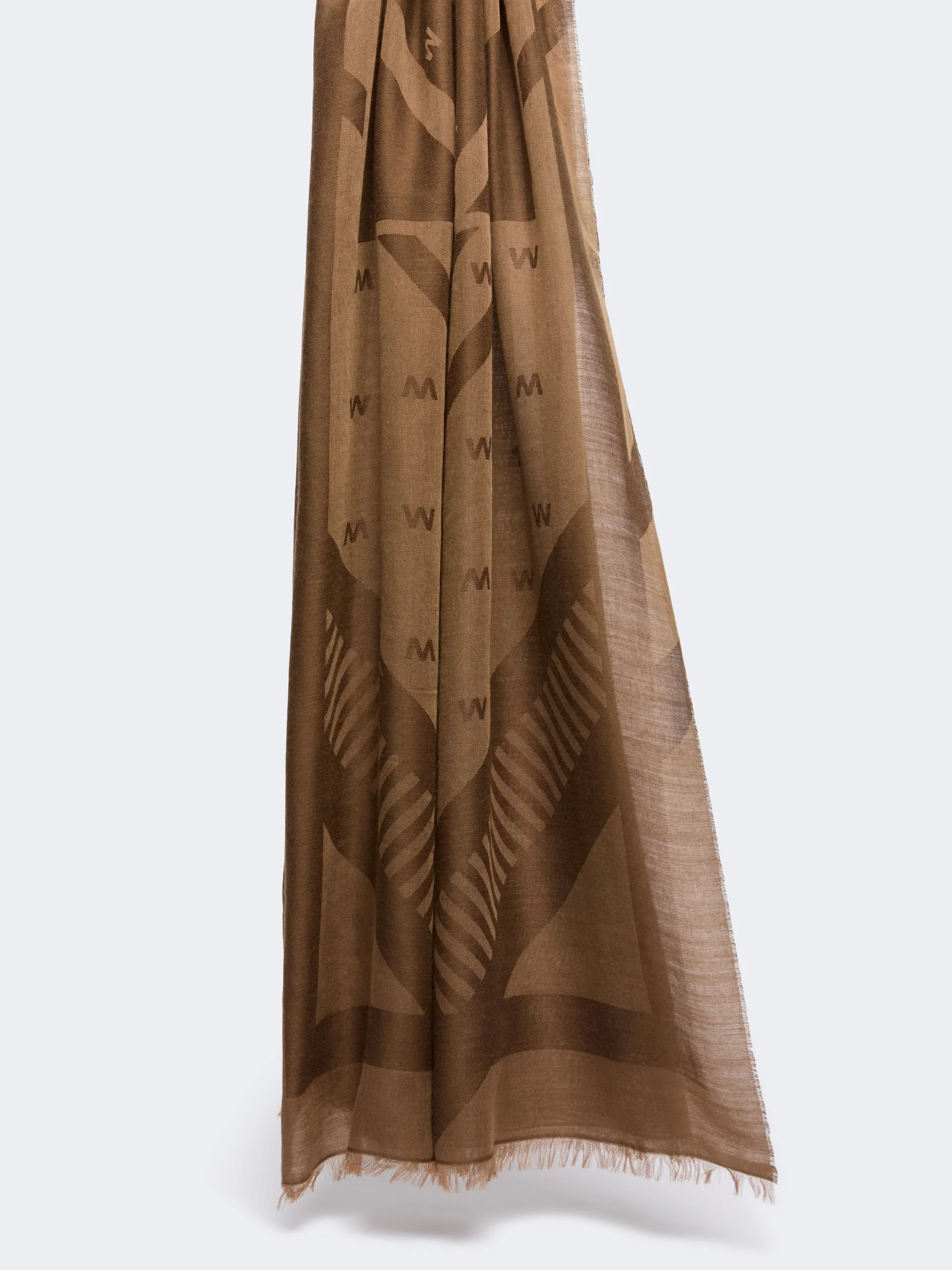 TIRSI Jacquard wool and modal stole - CHOCOLATE - 1
