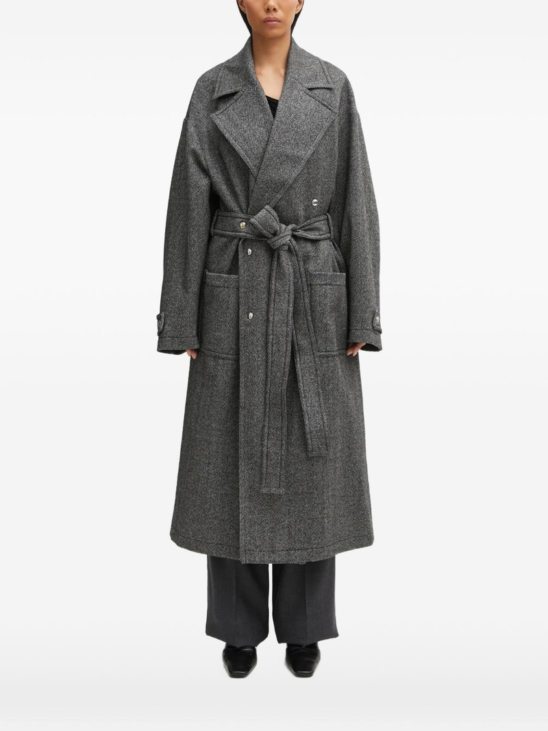belted herringbone coat 1