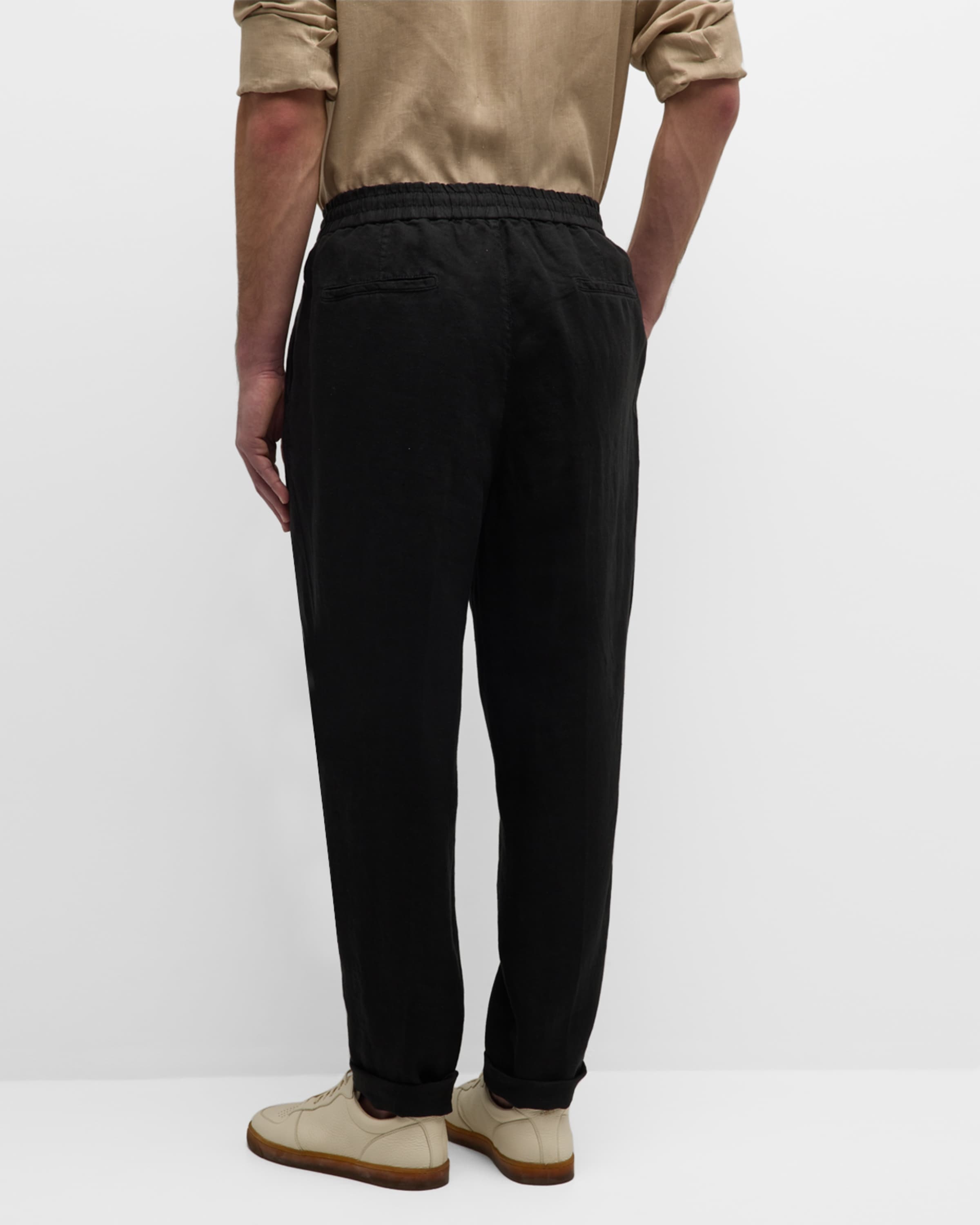 Men's Linen Leisure-Fit Drawstring Pants - 3