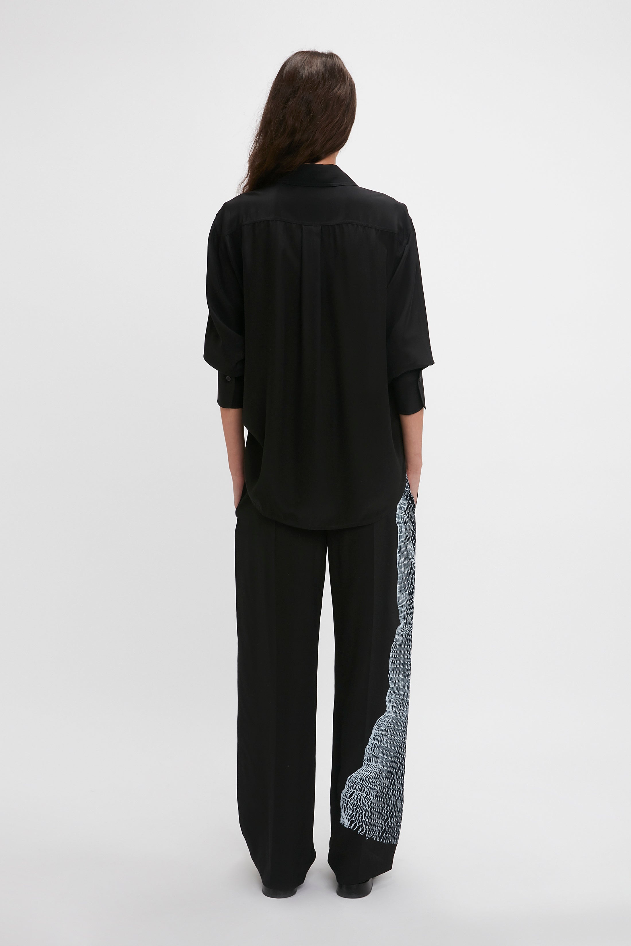 Pyjama Trouser In Black-White Contorted Net - 4