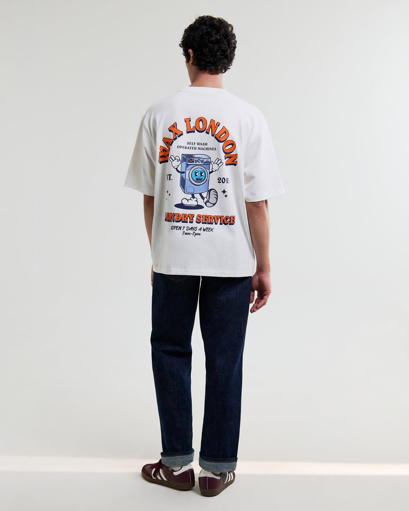 Wax London Milton - Off White Organic Cotton Laundry Graphic T-Shirt outlook