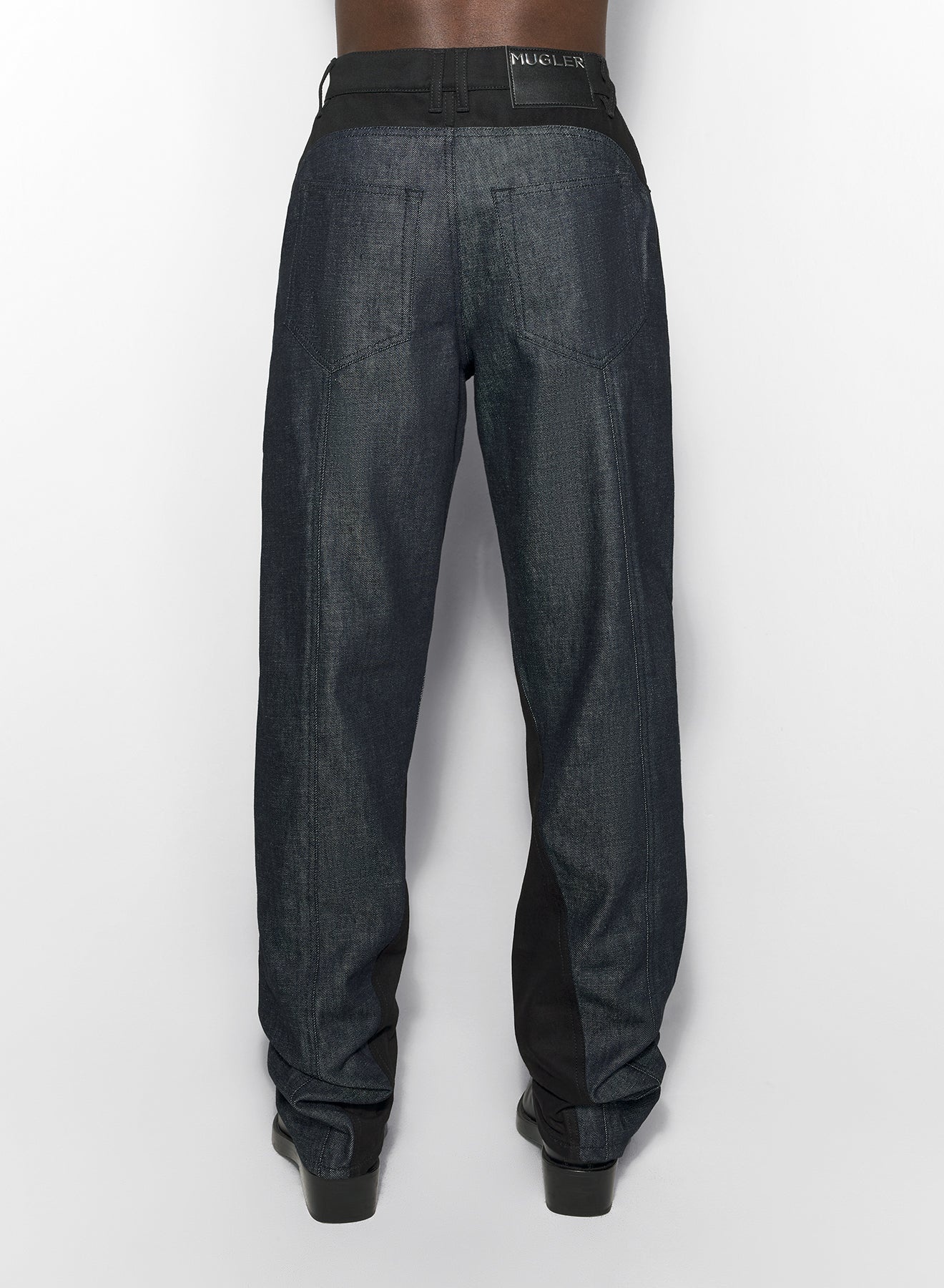 raw blue bi-color straight leg jeans - 4