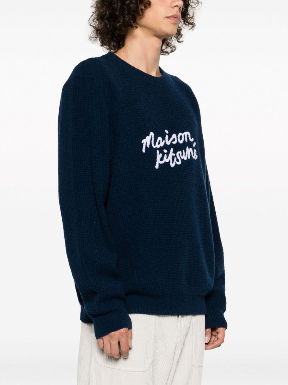 logo-embroidered wool jumper - 3