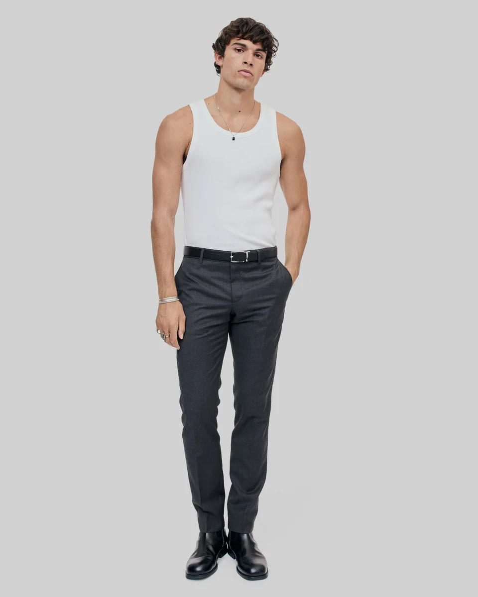 FITTED SUIT PANTS IN GREY WOOL - 1