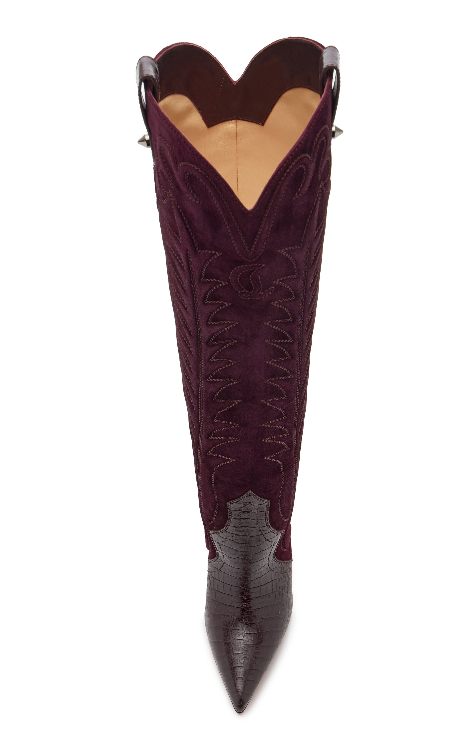 Santia 85mm Western Suede Knee Boots burgundy - 3