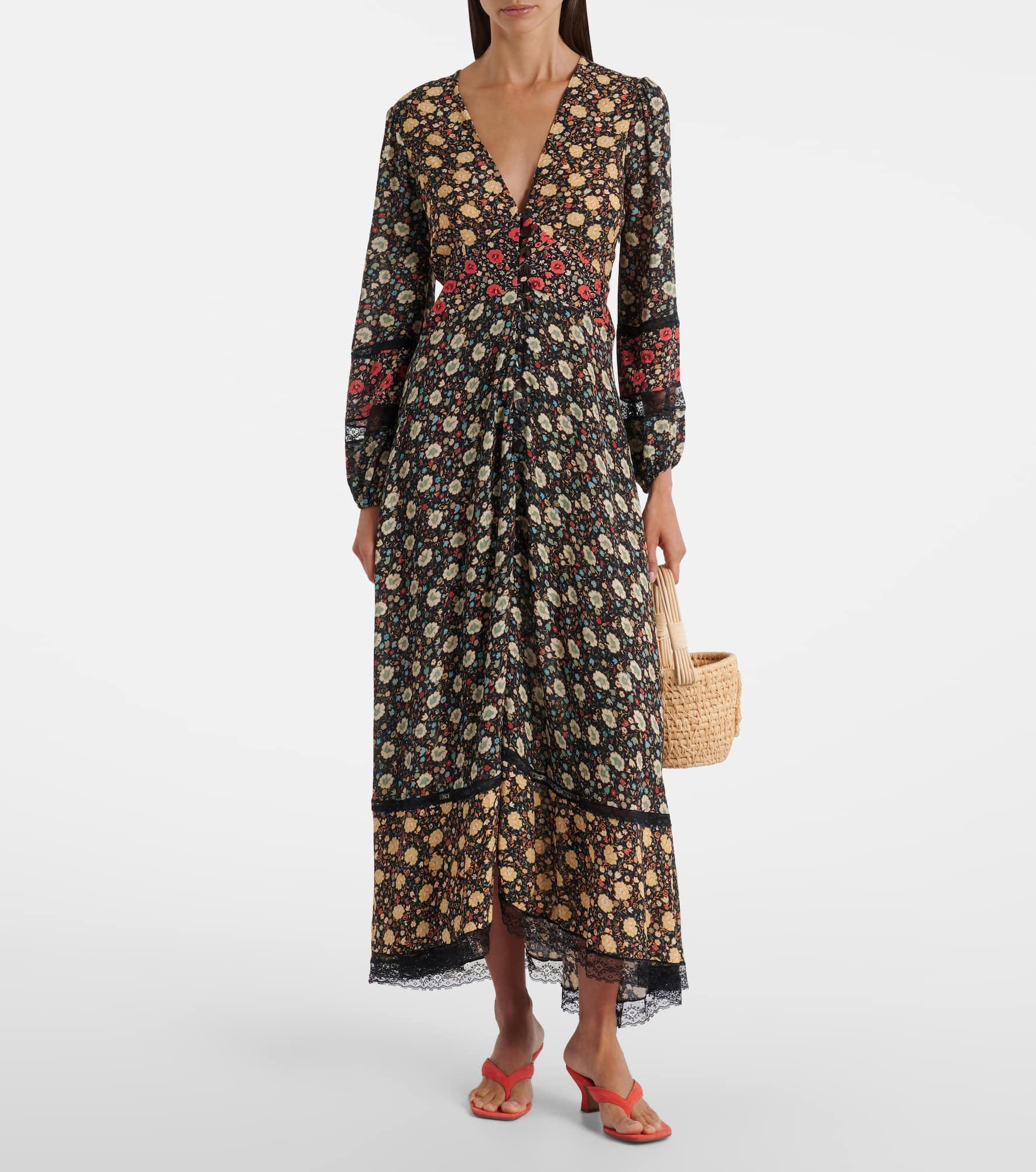 Raven printed crêpe de chine midi dress - 2