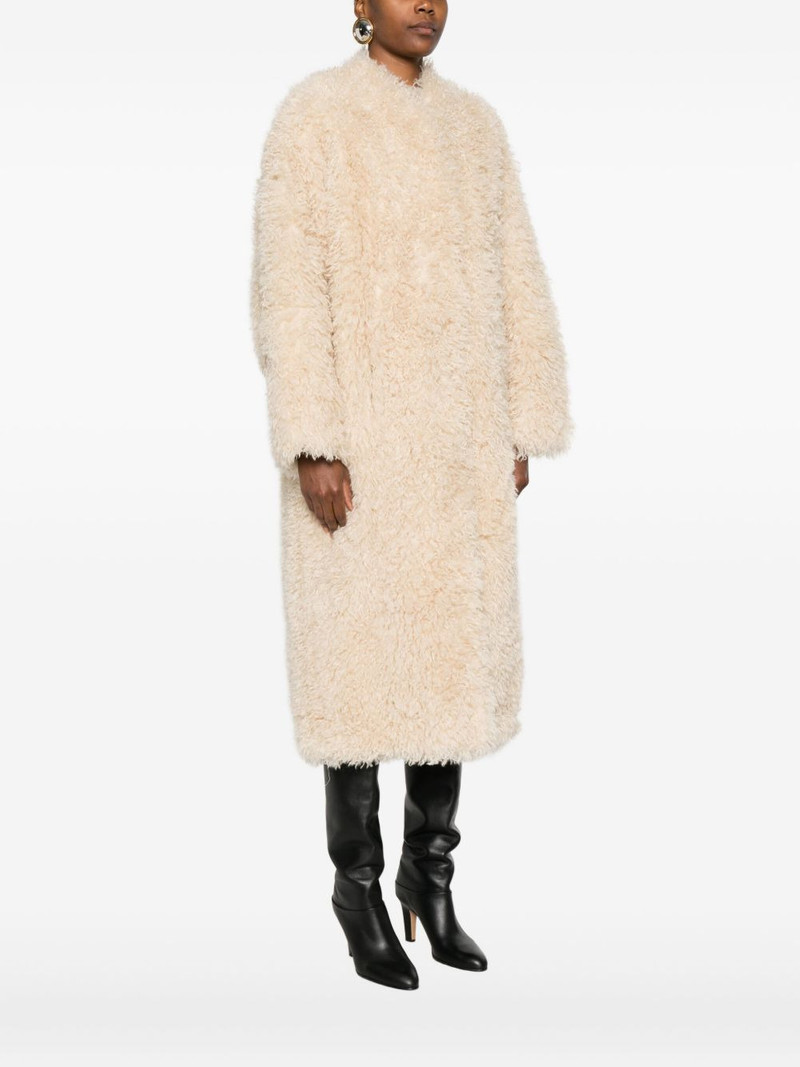 long-sleeved faux-fur coat 3