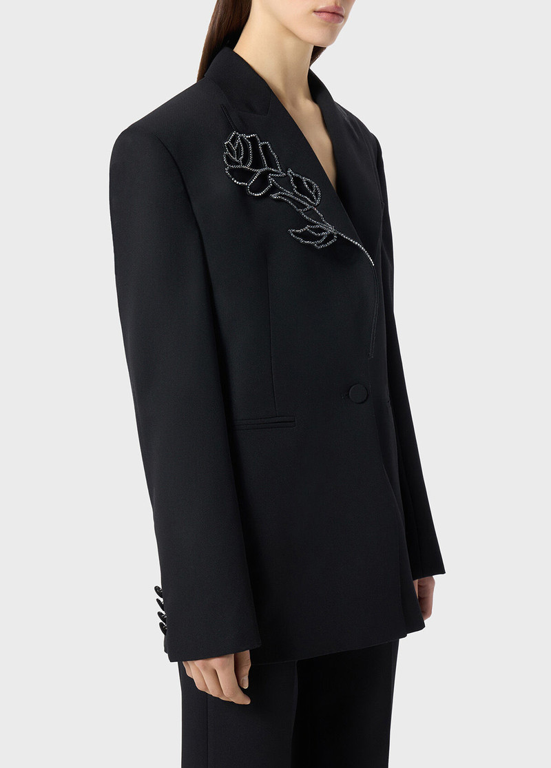 WOOL JACKET WITH LASER-CUT EMBROIDERY AND RHINESTONES 4