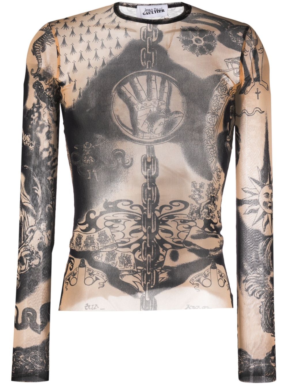 Tattoo-print mesh top - 1