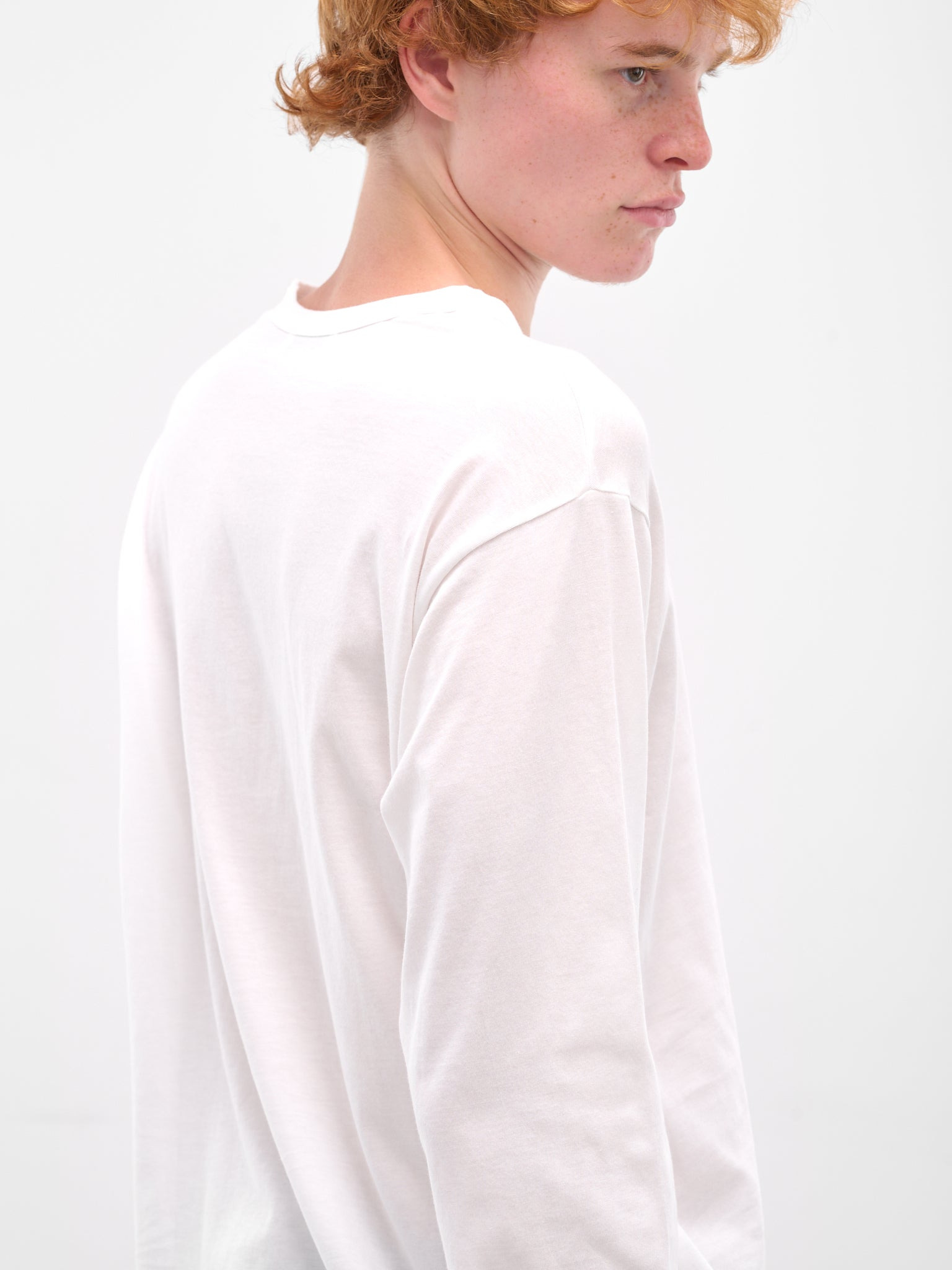 White Crewneck Long Sleeve Tee - 4