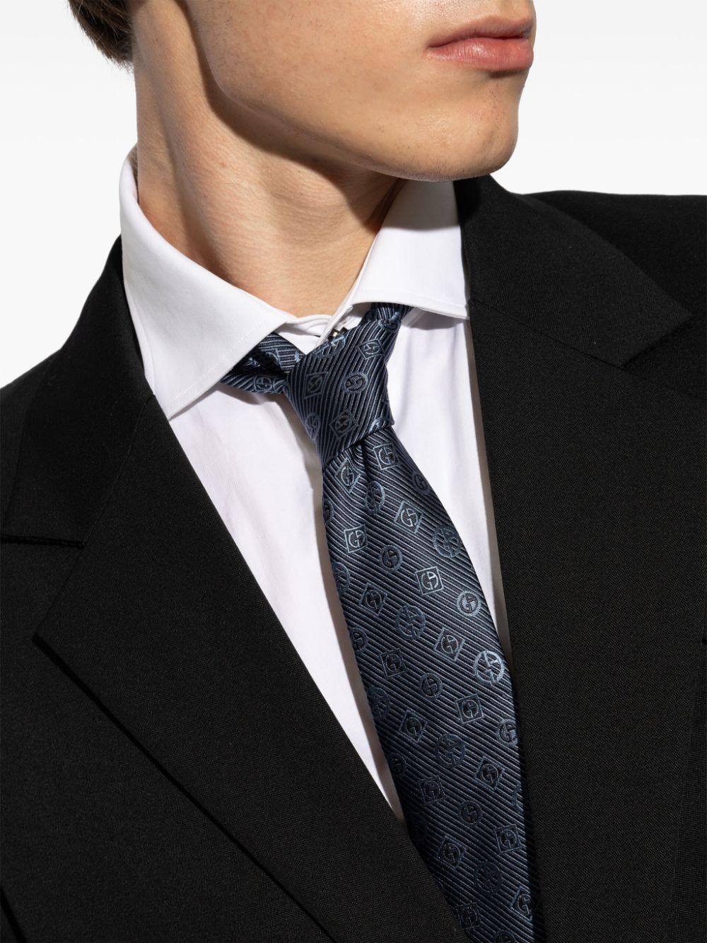 monogram-jacquard silk tie - 4