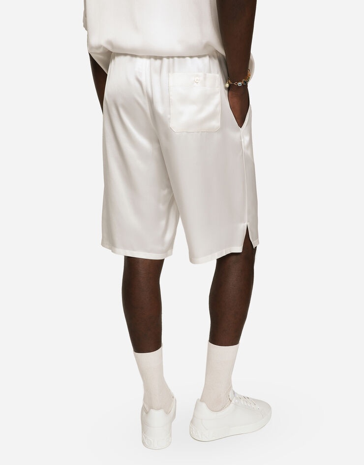 Silk satin jogging shorts with metal DG logo - 4