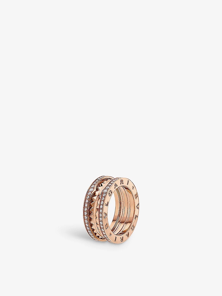 B.zero1 18ct rose-gold and 0.57ct pavé diamond band ring - 1