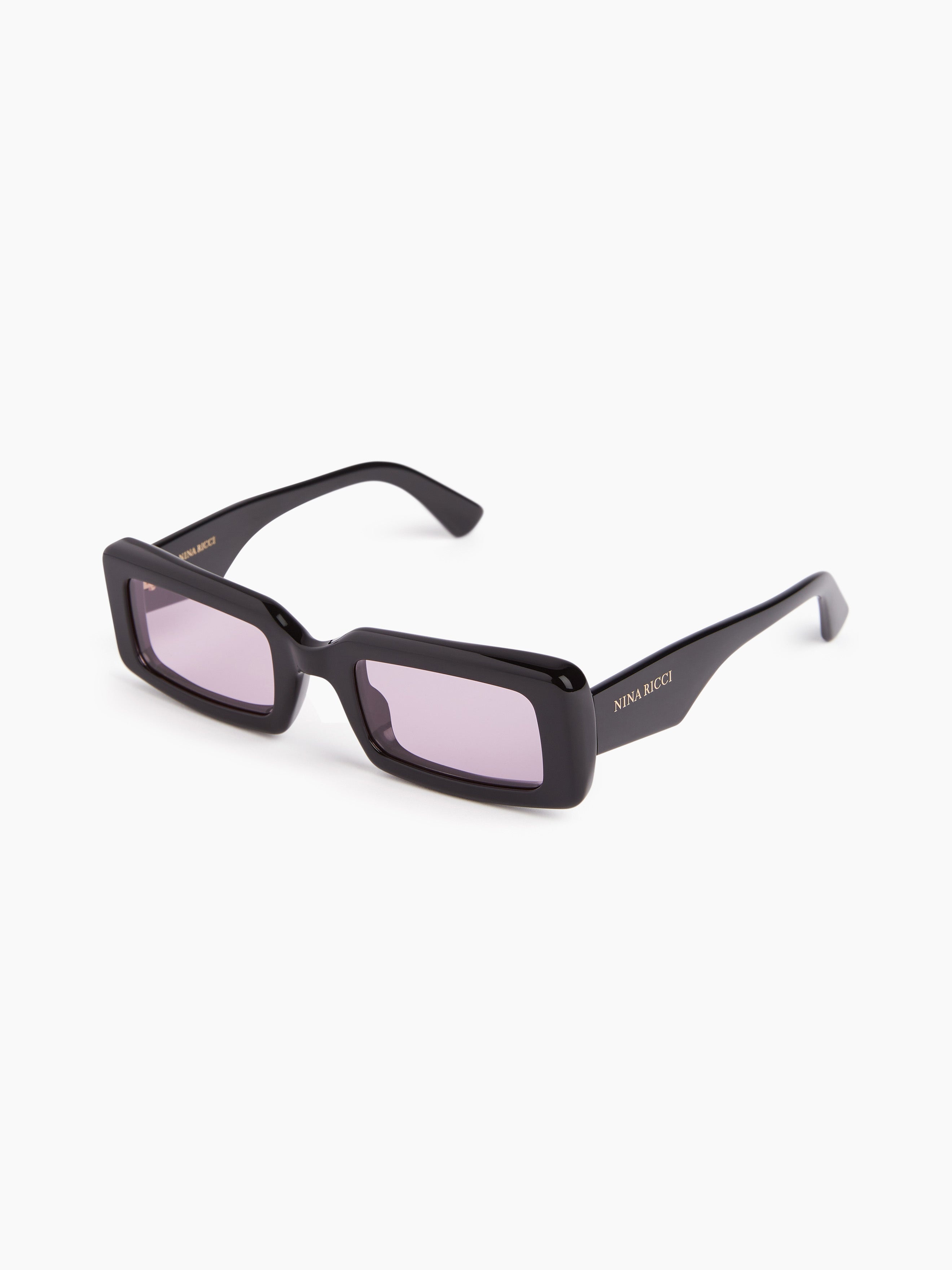 Waves rectangular shiny black Sunglasses - 4