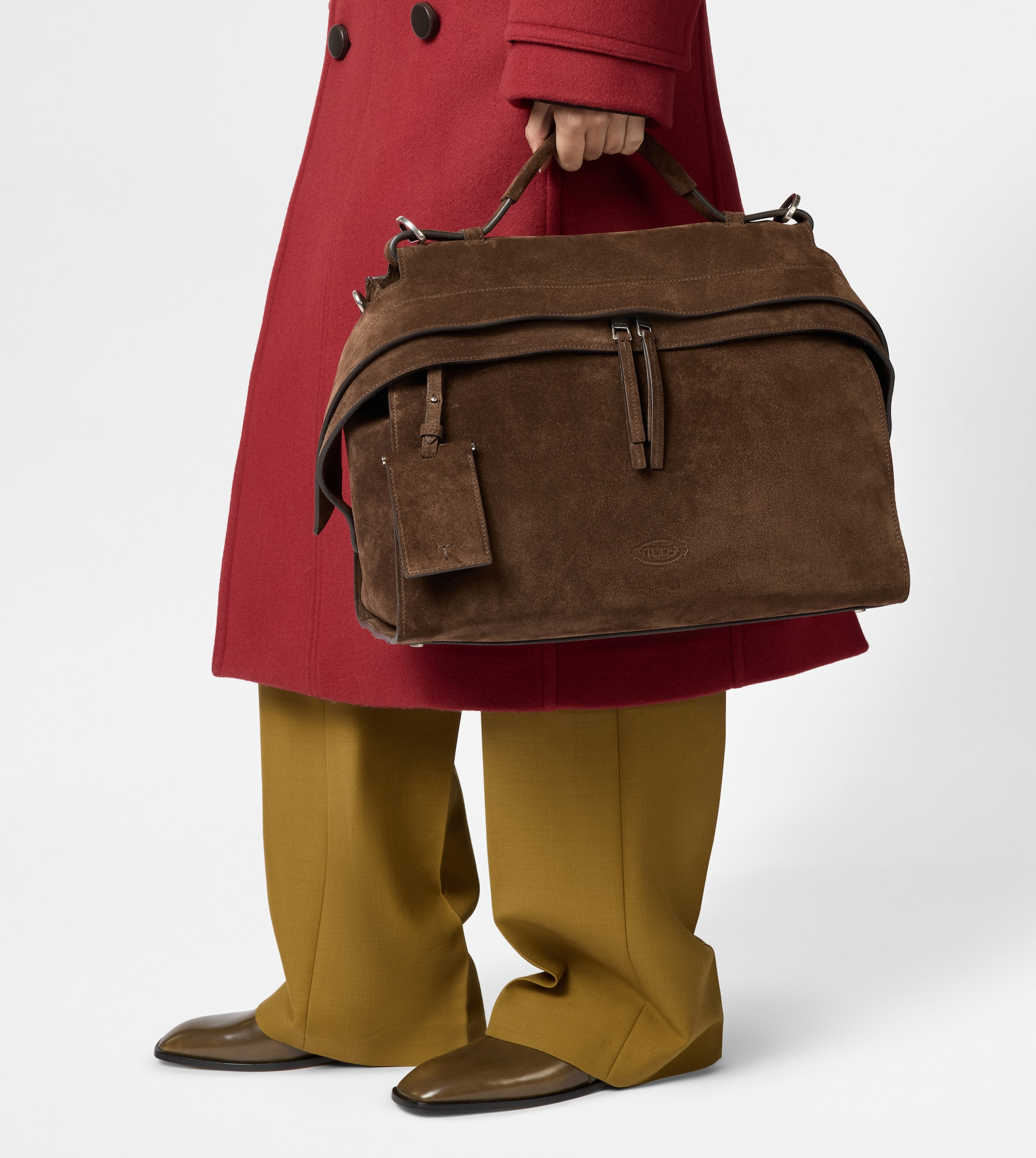 TOD'S WAVE BAG IN SUEDE LARGE - BROWN - 12