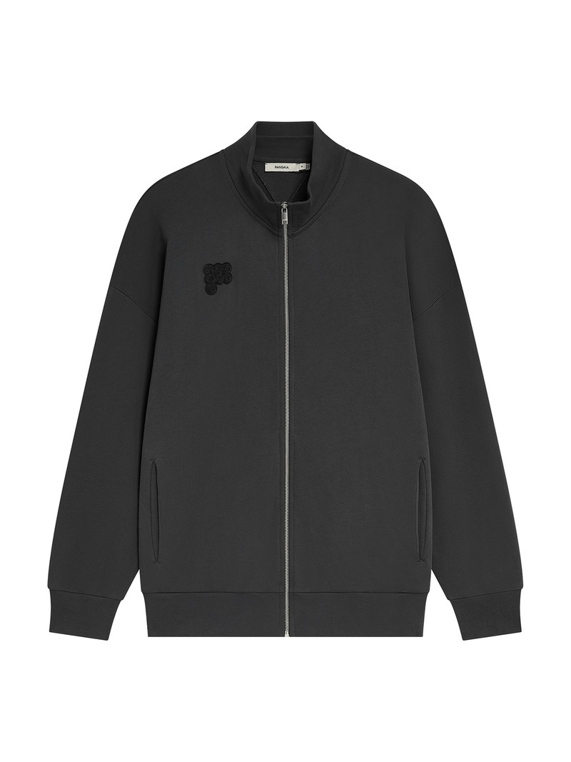 Mens Zip Up Sweatshirt - Smoked Black 1