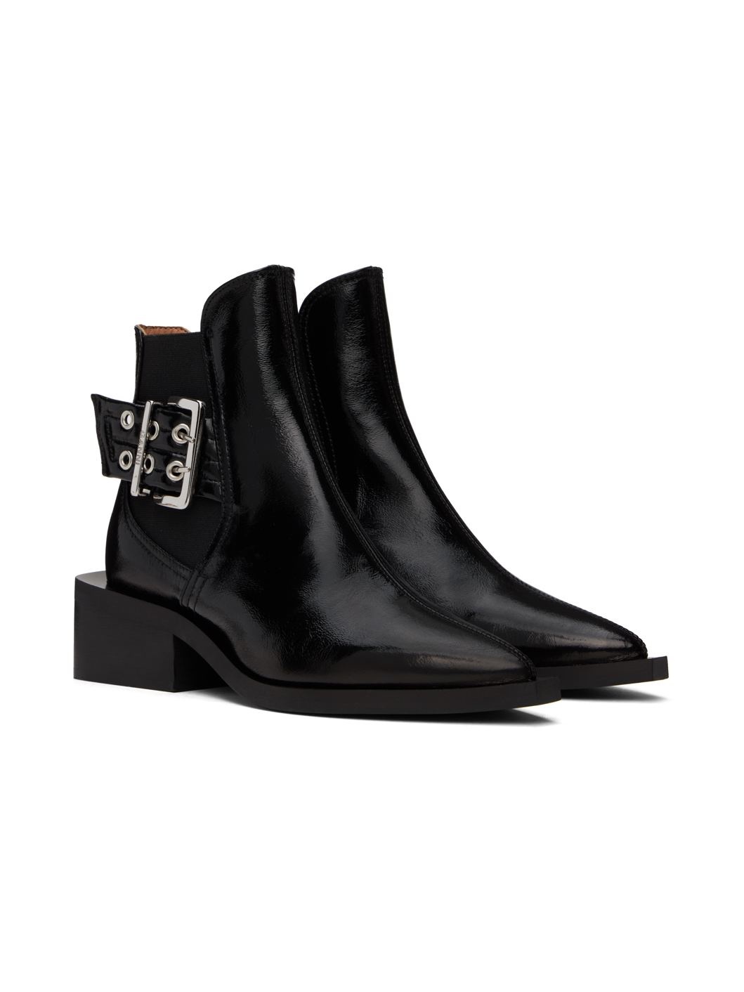 Black Chunky Buckle Chelsea Boots - 4