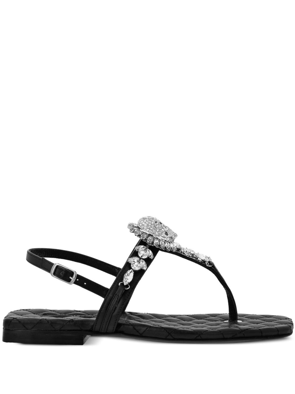 crystal-skull leather sandals - 1