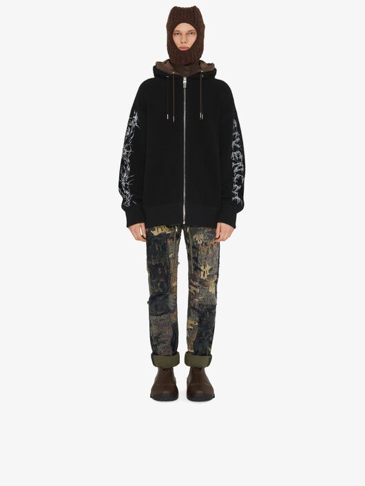 GIVENCHY BARBED WIRE ZIPPED HOODIE IN RINGLET KNIT - 1