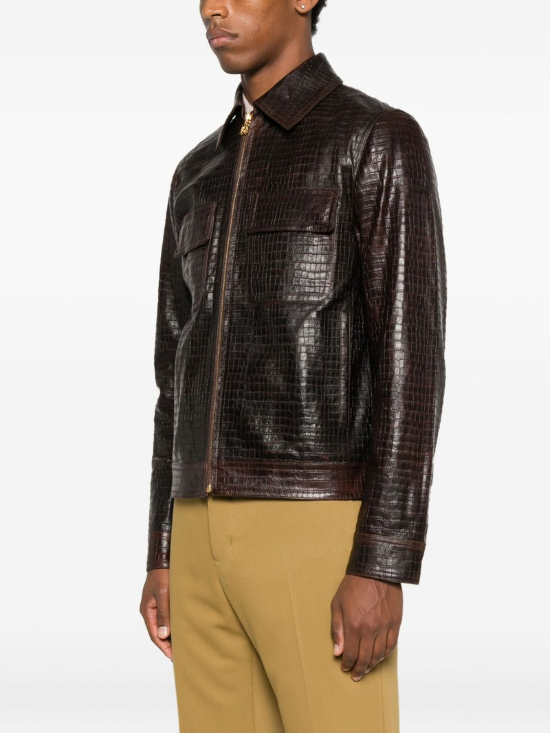 embossed-leather zip-front jacket 3