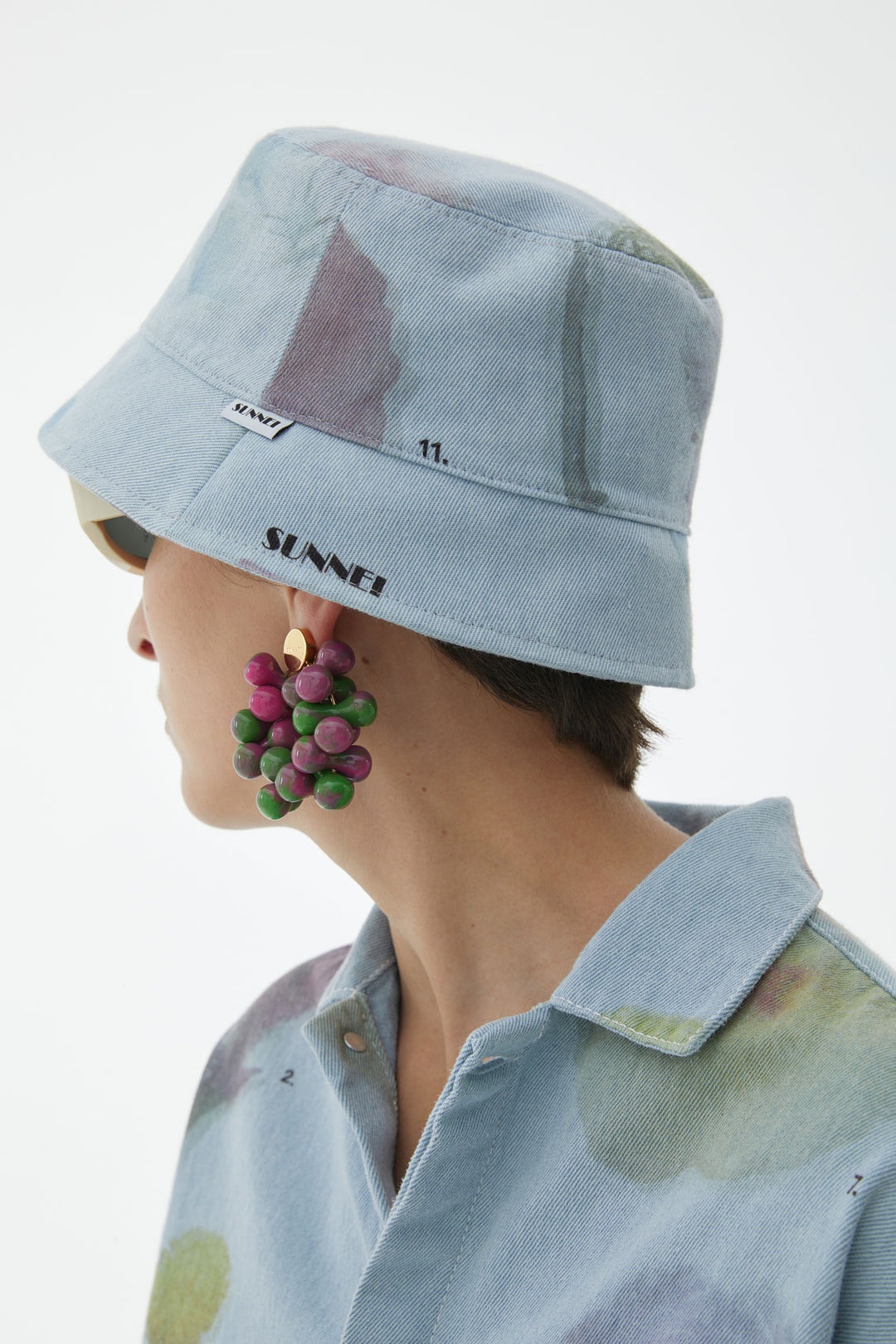 DENIM BUCKET HAT WITH FLOWER PRINT - 6