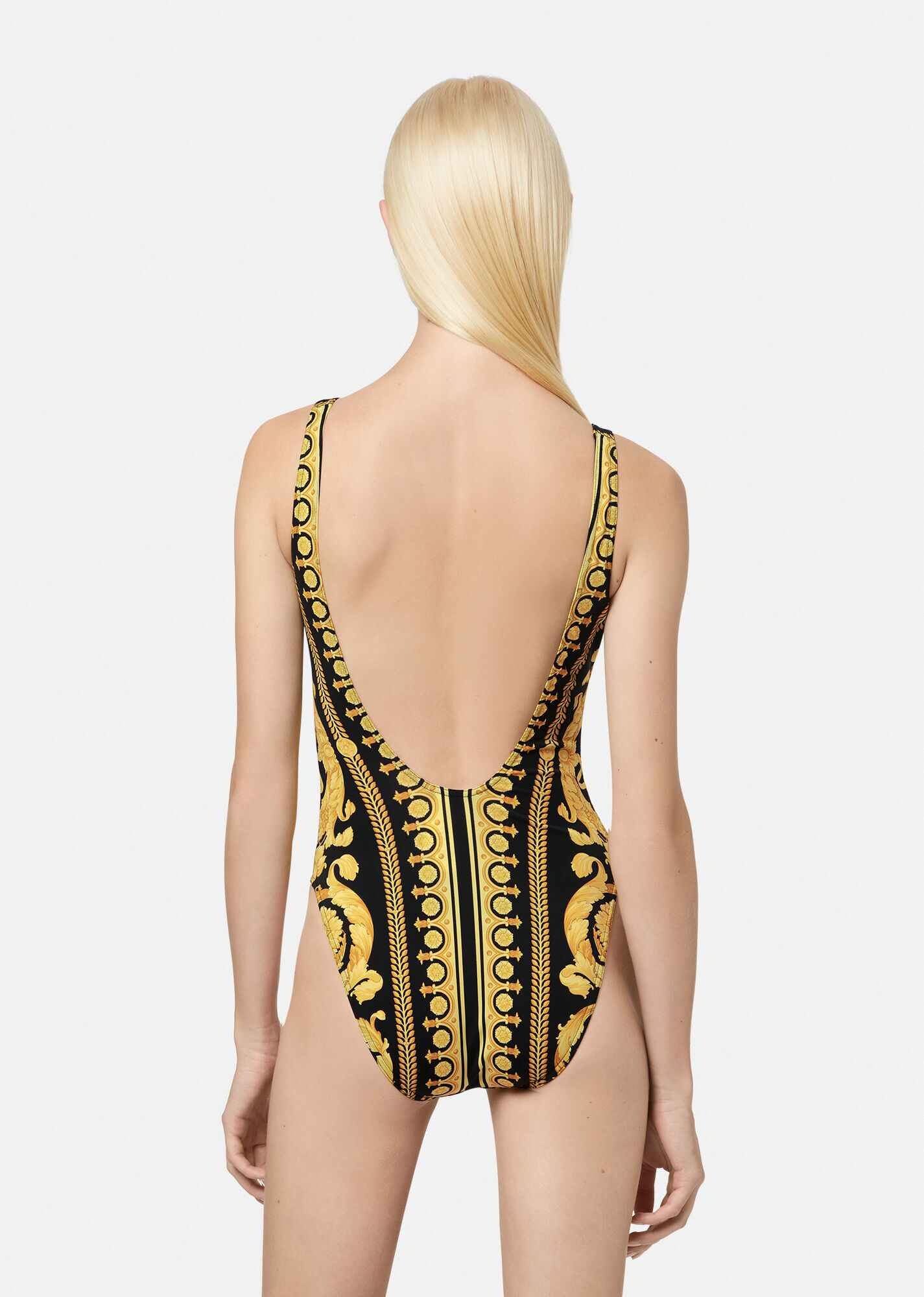 タンキニ Versace Square Neckline Barocco Print Swimsuit VERSACE Barocco Print One-Piece Swimsuit | REVERSIBLE