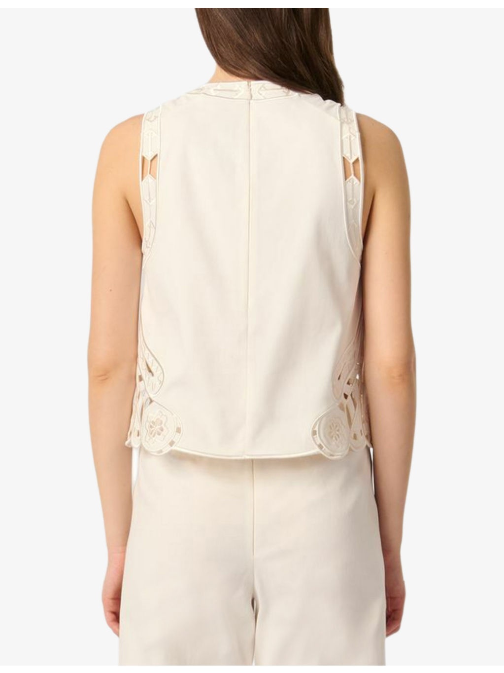 Cut-Out Round-Neck Stretch-Cotton Top - 4