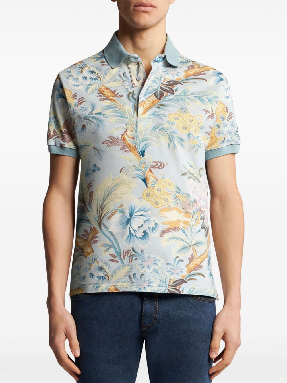 floral-print polo shirt - 2