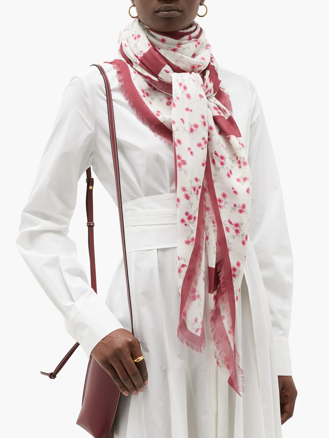 Anagram floral-print modal-blend scarf - 2