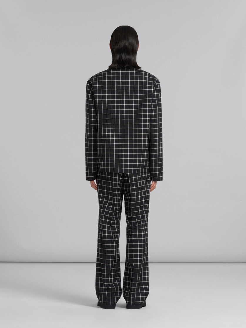 BLACK CHECKED WOOL JACKET - 3