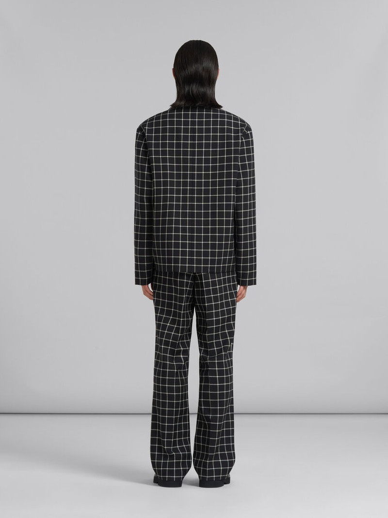 BLACK CHECKED WOOL JACKET 3