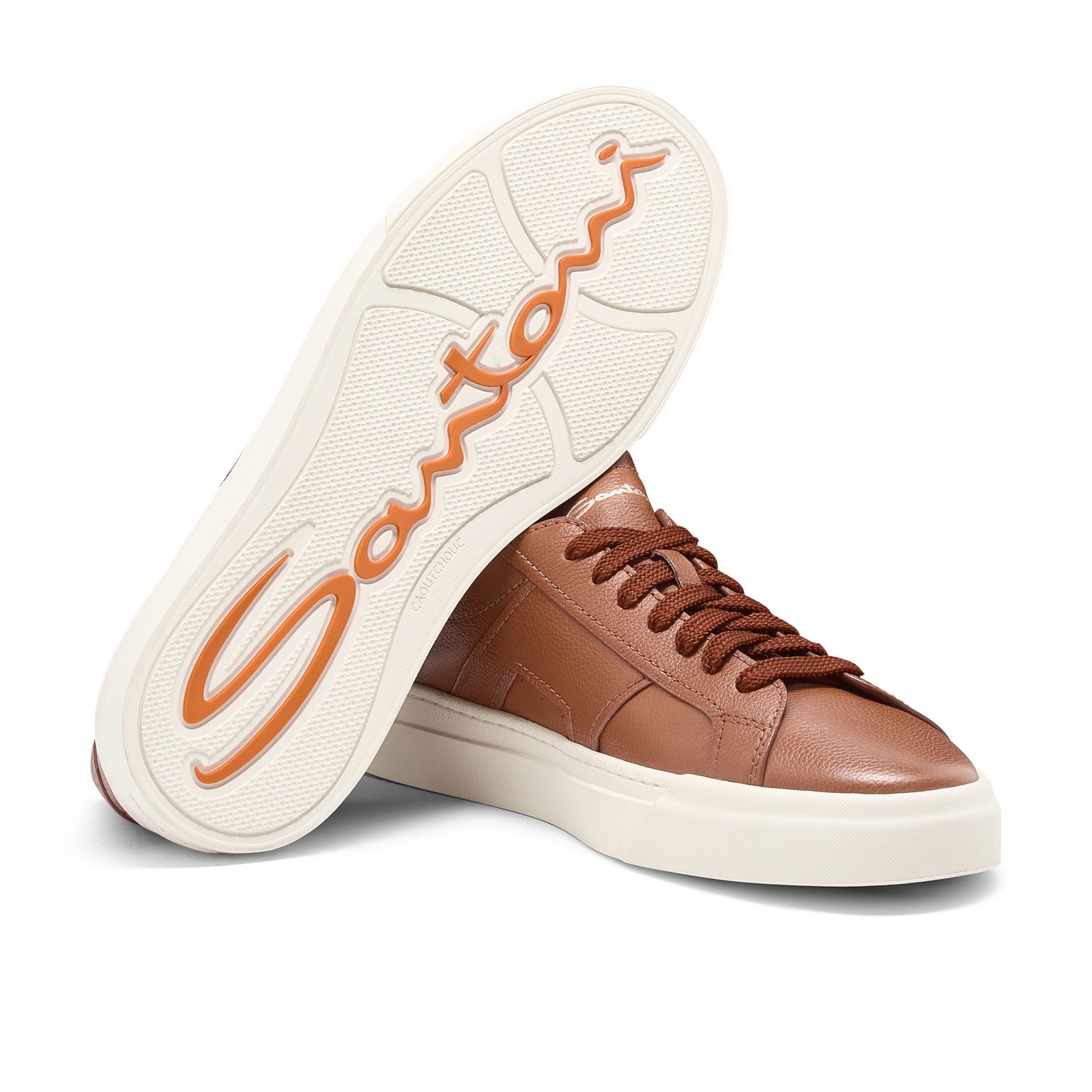 Men's light brown tumbled leather Double Buckle Sneaker - 4
