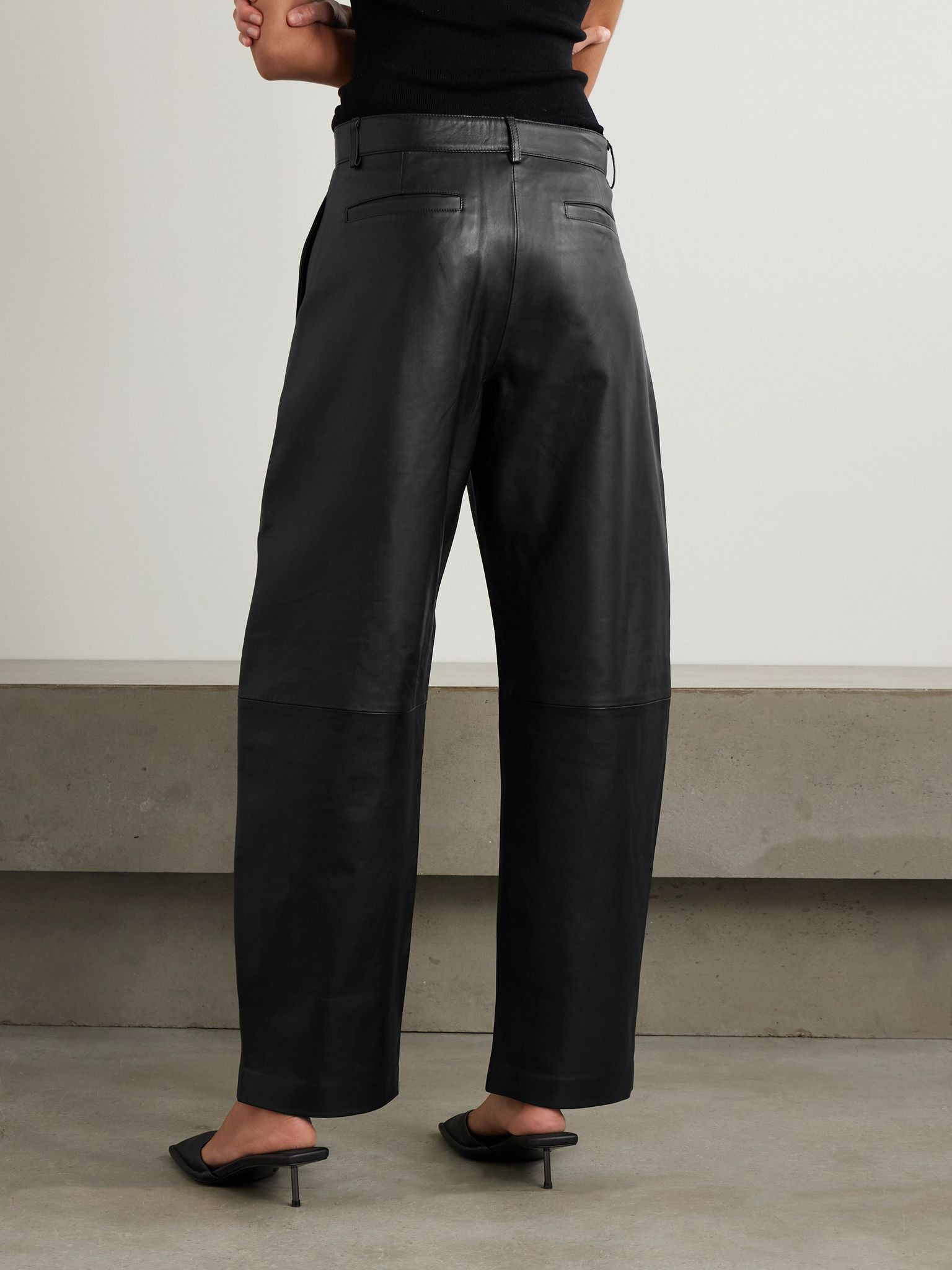 Leather tapered pants Black - 3