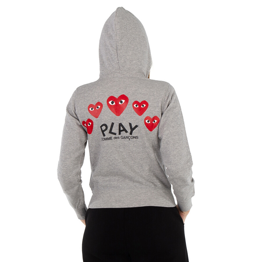Comme Des Garcons Ladies Embroidered Hearts-appliqued Cotton-jersey Hoodie - 5