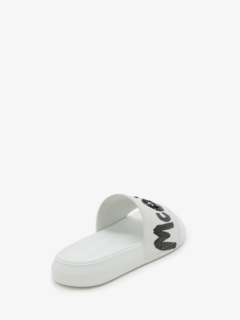 Oversized Rubber Slide in White/black - 3