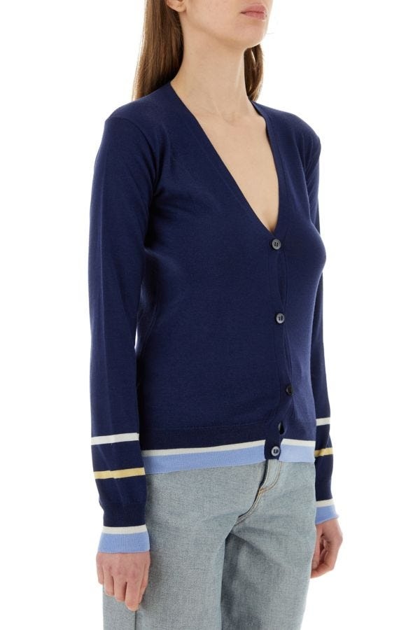 Marni Woman Blue Wool Blend Cardigan - 3